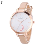 Concise Big Round Dial Slim Faux Leather Band Mulheres De Quartzo Analógico Relógio De Pulso