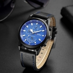 Fashion Casual Business Men's Alloy Three Eye Dial Leather Belt Quartz Watch