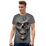 Crânio Unisex 3D Digital Impresso em torno do pescoço de manga curta T-shirt