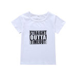 Crianças manga curta gola redonda Cotton T-shirt Letter Printing
