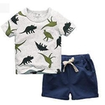 Crianças menino de manga curta roupa dos desenhos animados Little Dragon Top com Short Pants Suit