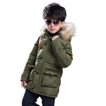 Crianças Meninos de inverno de espessura longo casaco quente de algodão acolchoado Jacket manga comprida Tops