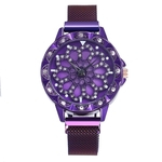 Criativa Ladies Quartz Magnet Stainless Steel Buckle Relógio de pulso Rodada Dial Watch Shaped