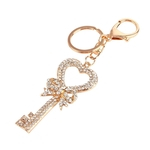 Cristal Rhinestone Alloy Hollowed-out amor do coração Key Shaped Chaveiro Pingente encanto Bolsa Bag Key