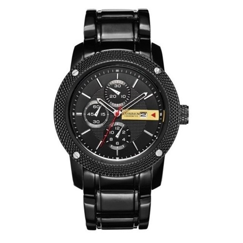 Curren* 8069 Relógio Masculino Aço Inox Data Automática (Preto)