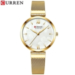 Curren Moda Watch Mulheres Exquisite 3 ATM impermeável relógio de quartzo de aço inoxidável clássico relógio de pulso banda ouro