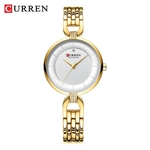 Curren Women Watch Fahion Multifuntional impermeável relógios de quartzo relógio dourado e branco
