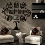 3D Árvore Genealógica Foto Picture Frame Collage Set Arte Da Parede Preta Casa Sala de estar Quarto Decoração Preto