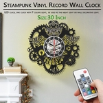 3D Design Moderno Coruja Vinil Relógio de Parede engrenagem Steampunk LED Relógio de Parede Decoração Casa Cogwheels Animal Relógio de Parede Art Deco