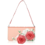 3D Luxo Rose flor de couro da tampa do caso do telefone móvel Wristlet Handbag Virar