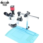 DANIU 7-45X Microscópio Estéreo Trinocular com Zoom Contínuo Simulocular + Câmera do Microscópio HDMI / VGA + 56 Hoder e Pad de Luz LED