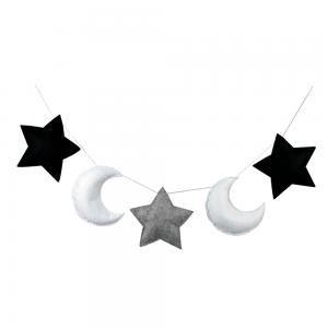 Decoração de Parede Estrelas e Luas Branco e Preto - Decorafast