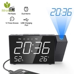 Despertador de projeção Digital FM Radio Snooze Time Humidity Temperature LED Display Dual Projetor de alarme Relógios de mesa