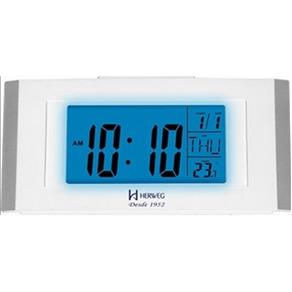 Despertador Digital Herweg Luz Noturna Led com Calendario Termometro Alarme e Snooze