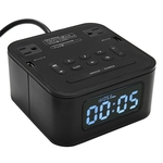 Despertador digital sem fio LCD + alto-falante bluetooth + rádio FM + porta dupla de carregamento USB + brilho ajustável da tomada