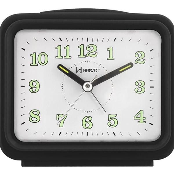 Despertador Herweg Quadrado Quartz Preto 2588-034