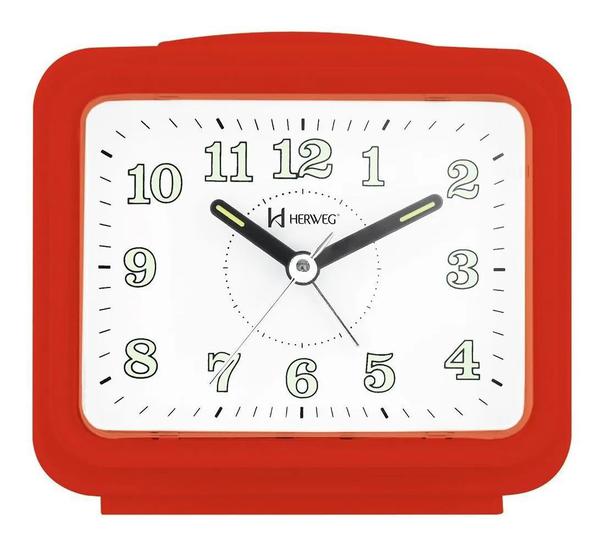 Despertador Herweg Quadrado Quartz Vermelho