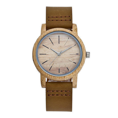 Dial Bamboo Unisex Relógios Delicado Casais Relógio de Pulso com Pulseira de Couro