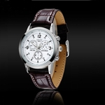 Sport Military Quartz Dial Clock Men Leather Wrist Watch Round Case WH