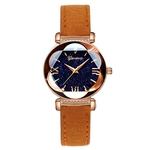 Dial Estrela Roman Six Convex Elegante minimalista de couro de luxo Strap Watch