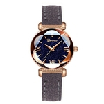 Dial Estrela Roman Six Convex Elegante minimalista de couro de luxo Strap Watch