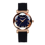 Dial Estrela Roman Six Convex Elegante minimalista de couro de luxo Strap Watch