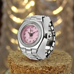 Dial fresco Quartz Analog Watch Criativo A?o Elastic Quartz Watch Ring Finger