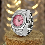 Dial fresco Quartz Analog Watch Criativo A?o Elastic Quartz Watch Ring Finger