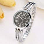 Fashion Women Stainless Steel Crystal Dial Quartz Bracelet Luxury Wrist Watch F