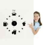 DIY moda engraçados copos de café da forma Wall Mirror etiqueta Relógio Relógio de parede da etiqueta para a Sala Decoração