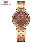 Do MINI FOCO MF0186L Mulheres relógios pulseira de aço inoxidável à prova d'água Quartz Relógio de pulso para Lady Mulheres Relógios Relógio