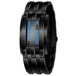 Men's Black Stainless Steel Date Digital LED Bracelet Sport Watches