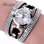 Duoya Modo Femmes Casual Pulseira En Cuir Montre-Pulseira Femmes Robe BK