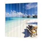 DZ0414 3D Sunny Beach Digital Printing Waterproof Mildew Shower Curtain140*100