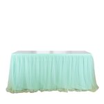 Elastic malha Tabela saia de tule Louça Toalha de Mesa para o aniversário de casamento Partido Decoração verde da hortelã