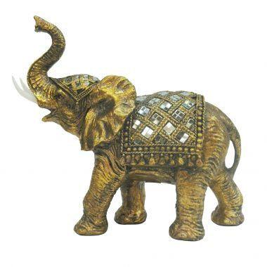 Elefante Decorativo de Resina 23,5cm X 9,5cm X 21,5cm - Btc Decor