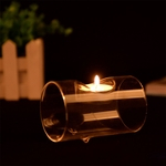 Elegante Cristal-como vidro em forma de tubo Candle Holder Decoração Jantar à luz de velas casamento romântico Candlestick Home Cafe