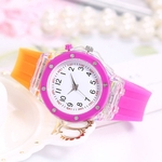 Elegante LED Light Round Dial Silicone Banda Mulheres Quartzo Analógico Relógio De Pulso Presente