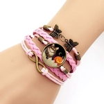 Elegante Tran?ado Pulseira de couro pulseira m?o Bangle Halloween criativa