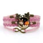 Elegante Tran?ado Pulseira de couro pulseira m?o Bangle Halloween criativa