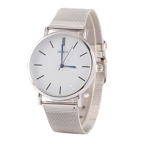 Elegante Ultrafinos Unisex Watch Negócios com Casual Banda de Aço Inoxidável Quartzo Relógio de Pulso Ornamento do Presente