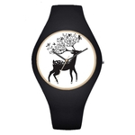 Elk relógio da mão cor pintada imitação de mármore mudando relógio, novo silicone de quartzo esportes relógio