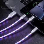 3-em-1 USB para Micro USB Type-C Iluminação LED 2A carregamento rápido Adaptador de cabo de dados para telefones móveis