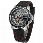 Esporte de luxo relógios para homens esqueleto relógios de pulso automático Movimento Winding Mecânica (Dial Black)
