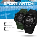 Esportes Ao Ar Livre à Prova D'água Backlight Round Dial Alarm Men Relógio De Pulso Digital
