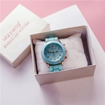 Estilo Coreano Feminino Assista doce cor Silicone Strap Rodada Dial rel¨®gio de quartzo