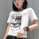 Estilo de rua Hoaya Camiseta feminina Algodao Manga curta