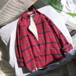 Estilo fresco unisex manga comprida solta Chic Retro Shirt