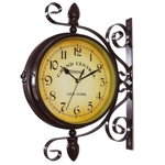 Estilo Retro Europeu Silencioso Rodada Dial Relógio De Parede Dupla Face Decoração De Casa