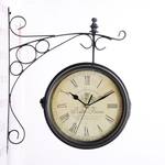 Europa retro criativo parede dupla relógio de moda mudos de decoração decotions quarto relógios pendurados casamento